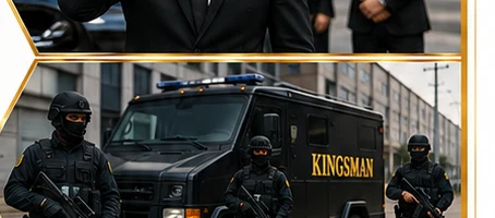 Uniformed security guards stationed at a building entrance